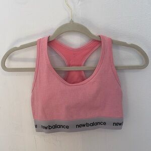 New Balance Heathered Pink Medium Impact Racerback Sports Bra (M)